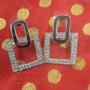 Women's Gold and Silver Square Earrings Costume Jewelry from Austin Boutique